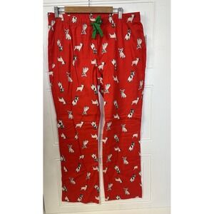 Women's L NWT Old Navy Red Flannel Pj/lounge‎ Pants French Bulldog Boston Print